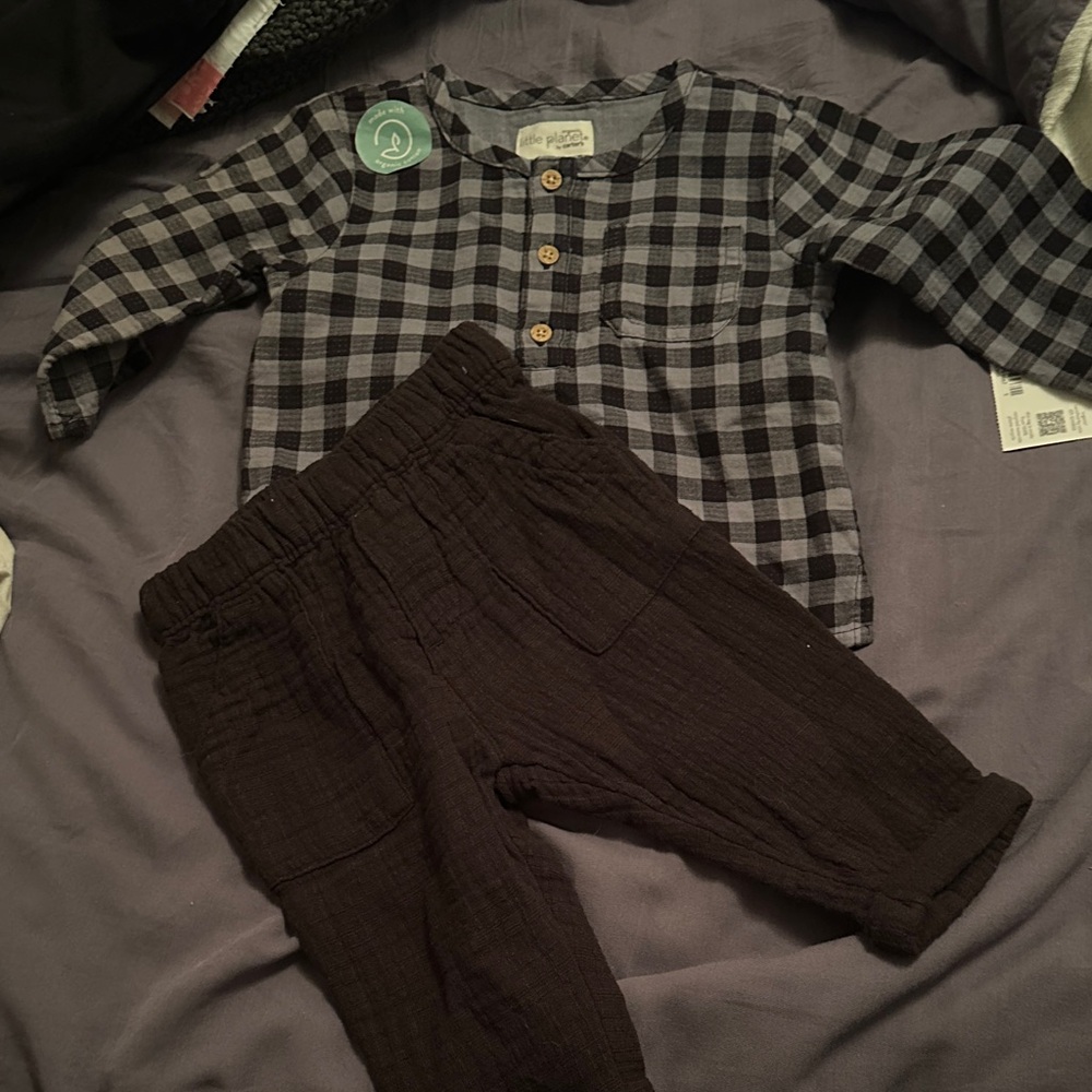 Plaid Shirt and Pants Set for Kids